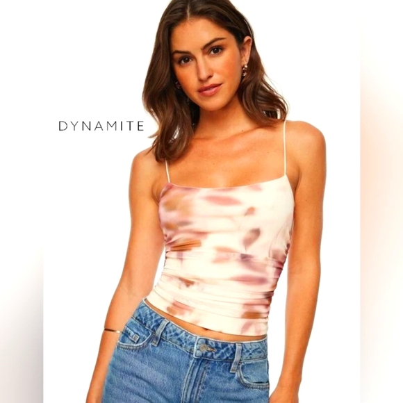 Dynamite Tops - DYNAMITE Ruched Mesh Tank - Small